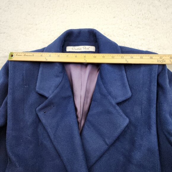 Vintage Central Park Trench Coat Lg Navy Blue Lined Longline Old Money Preppy - Picture 9 of 13